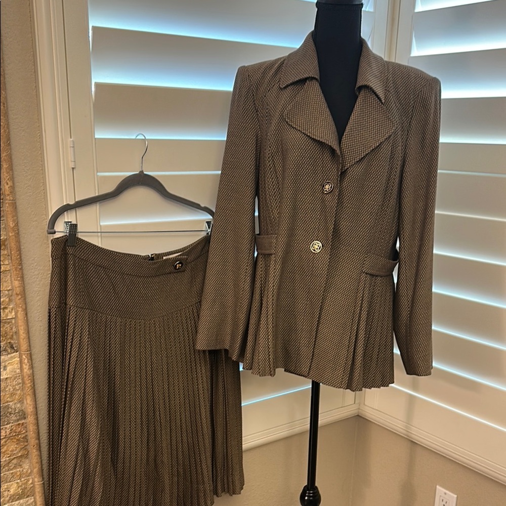 Etcetera Brown A-Line Skirt and Blazer Set